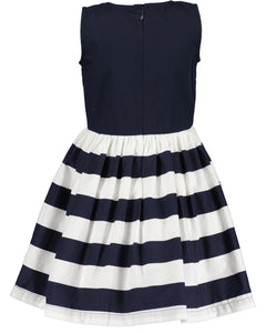 Dark Blue Sleeveless Stripped Dress