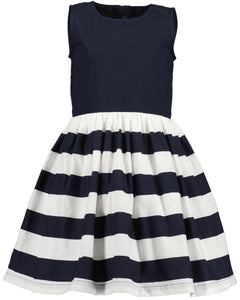 Dark Blue Sleeveless Stripped Dress