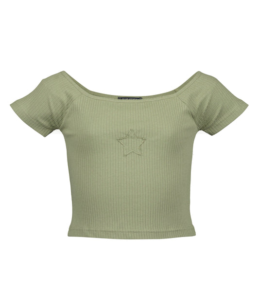 Green Star Crop Top