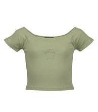 Load image into Gallery viewer, Green Star Crop Top
