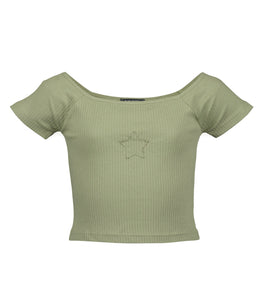 Green Star Crop Top