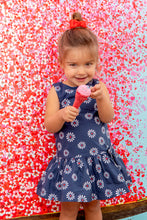 Load image into Gallery viewer, Navy Blue Soft Flower Pattern Dress
