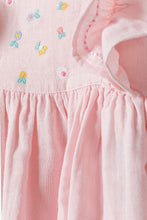 Load image into Gallery viewer, Pink Soft Dress with Embroidery flowers
