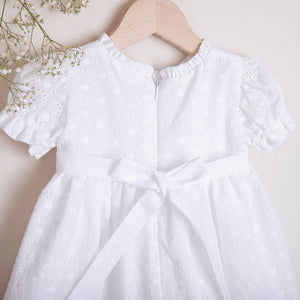White circle flowers dress