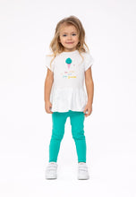 Load image into Gallery viewer, White ice-cream Shirt with Teal Leggings
