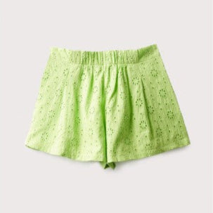 Neon Green Embroidered Shorts