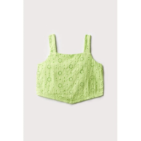 Neon Green Embroidered Tank-Top