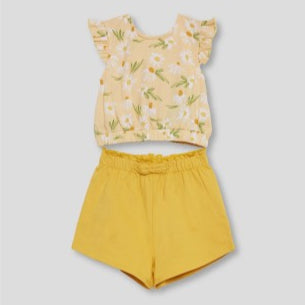 Yellow Flower T-shirt & Shorts Set