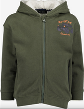 Load image into Gallery viewer, Navy Blue/Green mountain adventure hoodie
