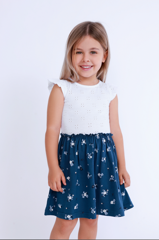 White & Blue Flower Dress