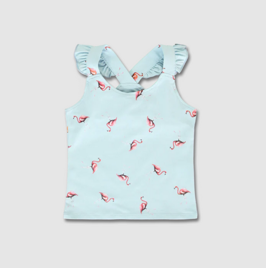 Sleeveless Shirt with Flamingo Pattern