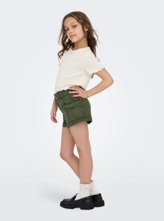 Green Cargo Shorts for Kids | Durable & Stylish Girls' Shorts