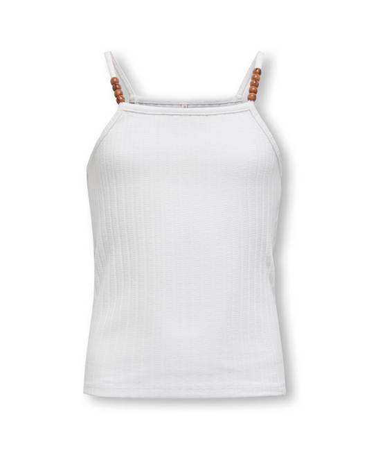 White Tank Top with Beaded Straps