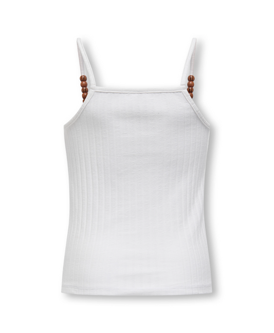 White Tank Top with Beaded Straps