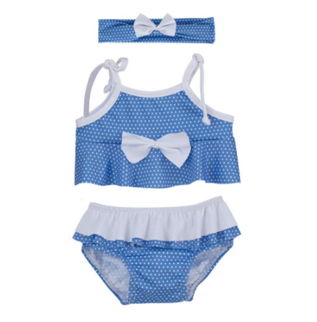 Blue polkadot tankini with headband