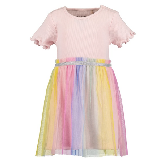 Pink Dress with Rainbow Tulle