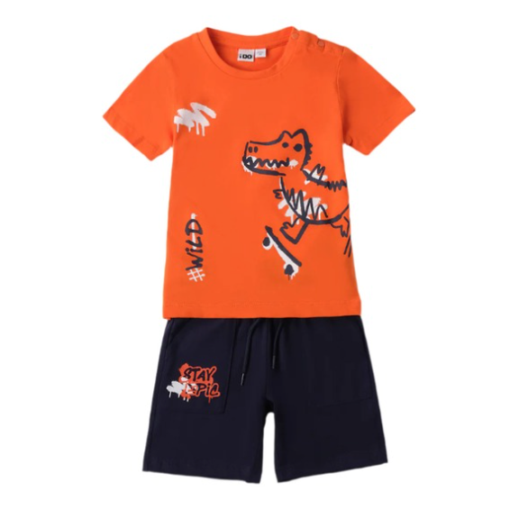 Orange Dinosaur T-Shirt & Shorts Set