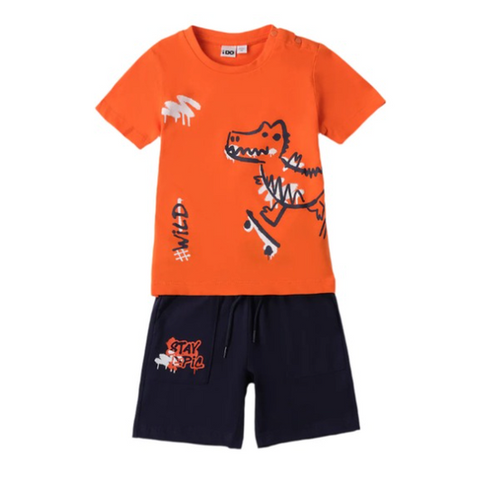 Orange Dinosaur T-Shirt & Shorts Set