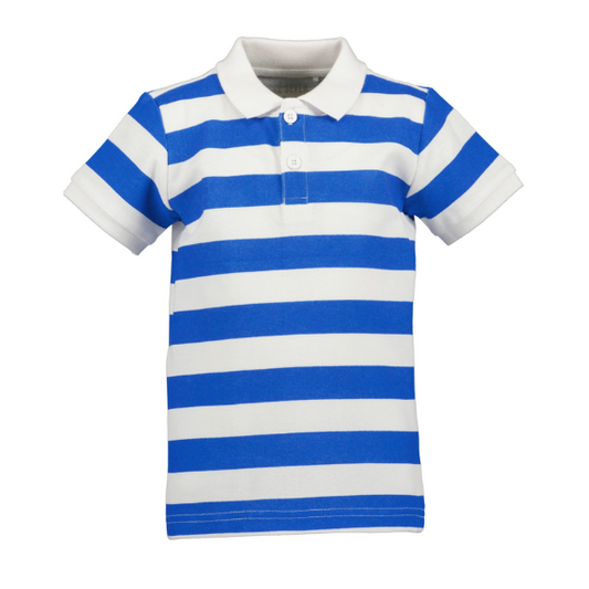 Blue & White Striped Polo T-Shirt
