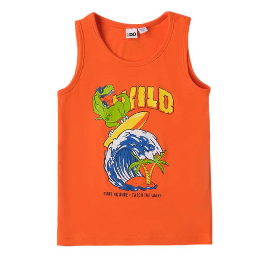 Orange Surfing Sleeveless T-Shirt