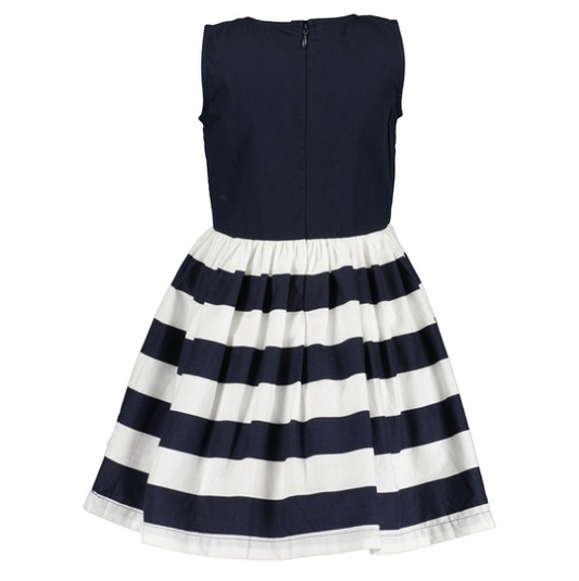 Dark Blue Sleeveless Striped Dress