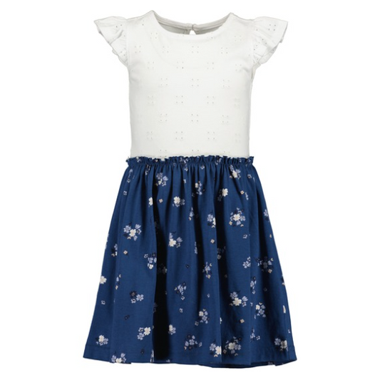 White & Blue Flower Dress
