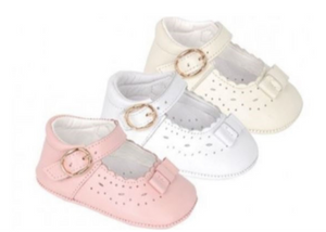 Pre-walkers ballerina shoes (pink/white/ivory)