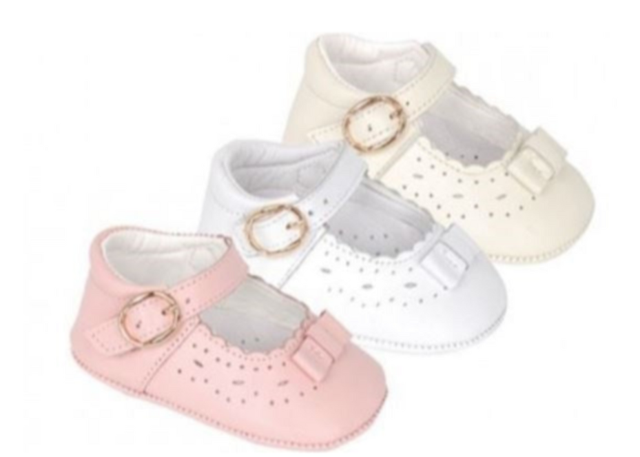 Pre-walkers ballerina shoes (pink/white/ivory)