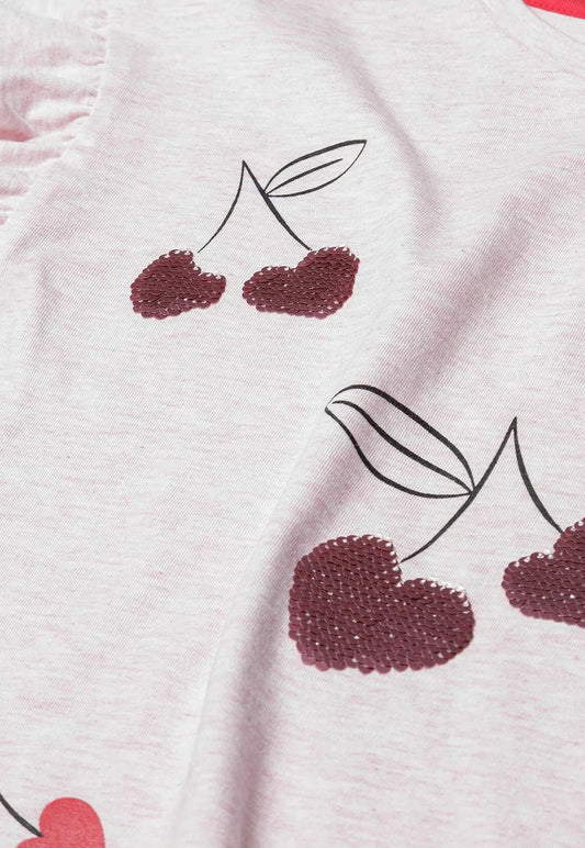 Cherry heart sequin t-shirt