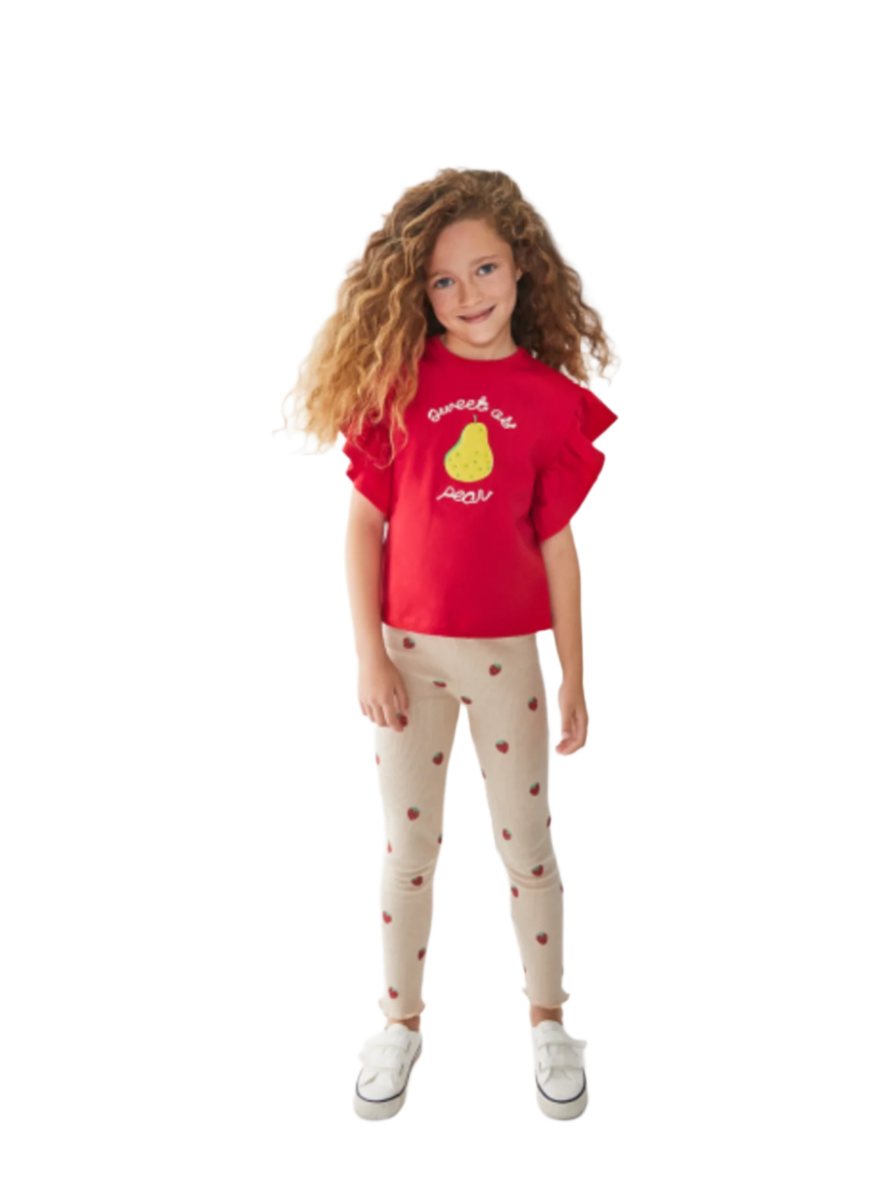 beige strawberry leggings