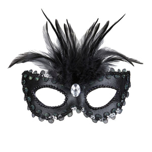 Shiny Black Eye Mask with Gems