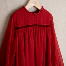 Load image into Gallery viewer, Red dress with spots and transparent sleeves
