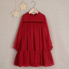 Load image into Gallery viewer, Red dress with spots and transparent sleeves
