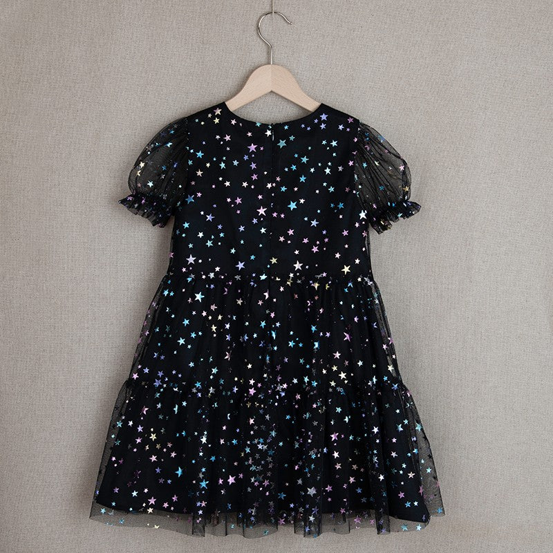 Black tulle dress with shimmery stars