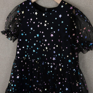 Black tulle dress with shimmery stars