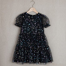 Load image into Gallery viewer, Black tulle dress with shimmery stars
