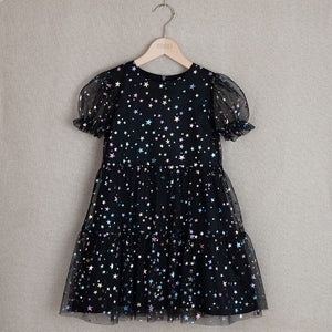 Black tulle dress with shimmery stars