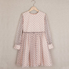 Load image into Gallery viewer, Long sleeve cream dress with polka dots and transparent sleeves
