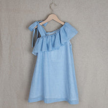 Load image into Gallery viewer, Blue cotton dress with frill

