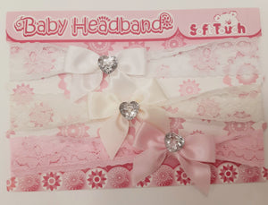 Headbands (Pkt of 3 - lace/ribbon)