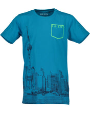 Load image into Gallery viewer, T-shirt with print (available in blue and lime)
