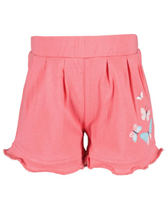 Pink shorts with butterfly print