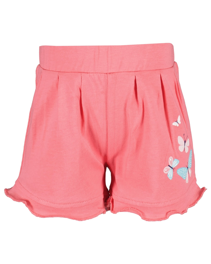 Pink shorts with butterfly print