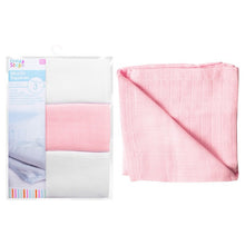 Load image into Gallery viewer, Muslin squares (white/pink)
