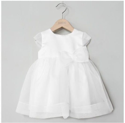 Cream dress with organdy bow