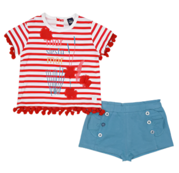 Red flowers t-shirt & shorts set