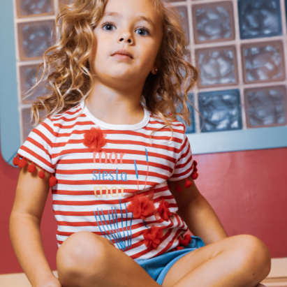 Red flowers t-shirt & shorts set