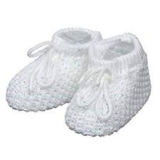 White crochet baby booties
