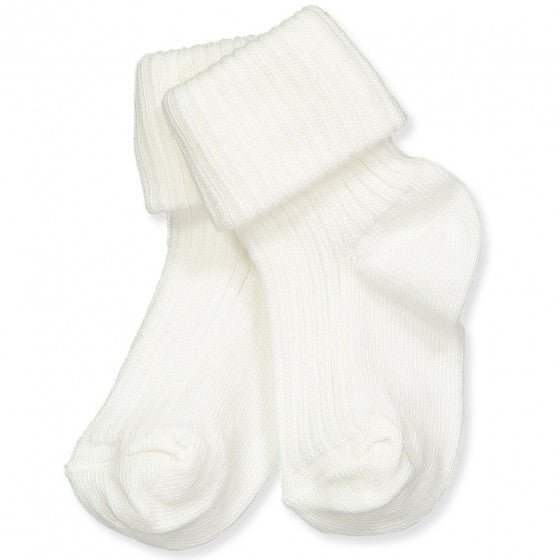 White baby socks with flap