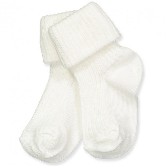 White baby socks with flap